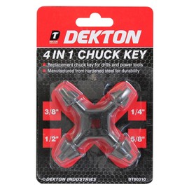 Dekton 4 in 1 Chuck Key | Durable Replacement Key for Drills and Power Tools | Hardened Steel Construction | Fits 1/4", 3/8", 1/2", and 5/8" Chuck Sizes for Versatile Use and Enhanced Performance