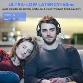 ANSTEN Wireless Headphones for TV with Universally Compatible Transmitter Charging Base, TV Headphones Wireless for Seniors, Bluetooth Headphones for TV, No Delay, 35 Hrs Audio Playtime, Plug n Play