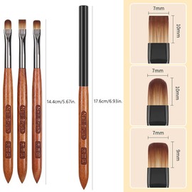 JFIYUOMCI 3pcs Acrylic Nail Brush - Flat, Oval, Square-Round, Professional Nail Art Brushes for Acrylic Powder, Cleanup Polish, Extension & Builder UV Gel, Nail Design Tools for Manicure DIY & Salon