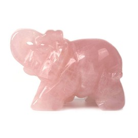 Angelstones Carved Natural Rose Quartz Gemstone Elephant Healing Crystal Guardian Statue Figurine Crafts 2 inch