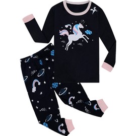 Tkala Fashion - Pijamas para niñas, ropa de dormir para niños pequeños, 3 caballos, 7 Años