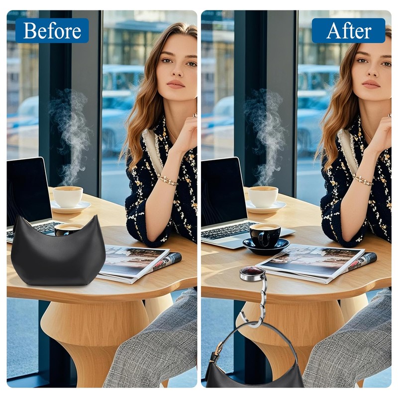 OIDEA Handbag Hook Portable 3 Pieces Hook Handbag Table Hanging