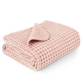 Konssy Waffle Baby Blankets, Nursery Blankets for Boys Girls, Swaddle Blankets Neutral Soft Lightweight Toddler and Kids Throw Blankets(Pink)