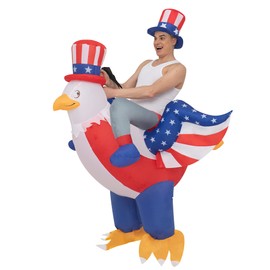 Patriotic Independence Day Inflatable Eagle Costume Riding Bald Eagle Suit 4th of July Blow-up Costume for Adult/Independence Day Parade/Memorial Day