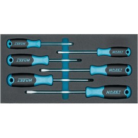 HAZET 163-265/6N 6 Piece Phillips and Slotted Screwdriver Set, Various Sizes from 3 to 6.5 mm, Non-Slip Handles, Heavy Duty Blades for Reliable Screwdriving