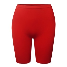 Daily Basic Seamless Lightweight Ribbed Biker Shorts Red 1XL/2XL