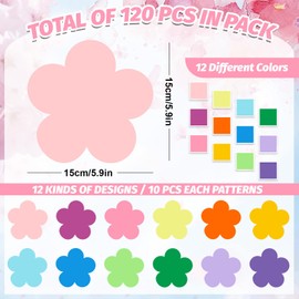 Whaline 120Pcs Flower Cutouts 12 Colors 5.9 Inch Flower Shaped Cut Outs Rainbow Cardboard Paper Cutting for Spring Summer Party Back to School Classroom Decoration Valentine's Day Supplies