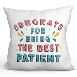 MUGFFINS PATIENT Cushion Padding included - in English - Congrats for being the best - Funny gift - Pillow: cover and filling 15.7x15.7 inches