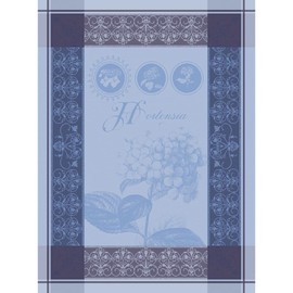 Garnier Thiebaut, Hortensia Bleu (Hydragenia) Woven French Kitchen/Tea Towel, 100% Two-ply Twisted Cotton, Made in France