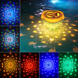 Floating Pool Light Swimming Pool Decor Swimming Floating Pool Lights, Fish Pattern 1PCS Color Changing Underwater Pool Light That Float, 4 Colors 2 Modes