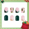 KOLONAMS 48Pcs Christmas Green Press on Nails Short Square Fake