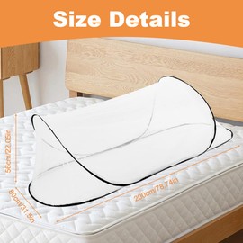 CLIUNT Pop Up Mosquito Net, 200 x 80 x 56 cm, Foldable Mosquito Net for Single Bed, Foldable Mosquito Net, Suitable for Home and Camping, and Effectively Prevents Mosquitoes from Entering and Leaking