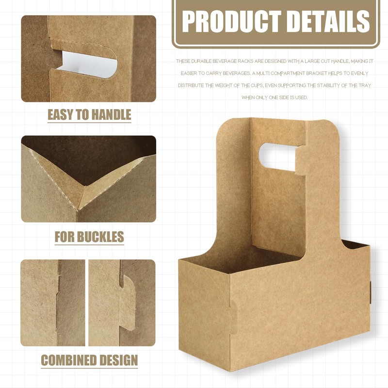 Thickened 2 Cup Disposable Drink Carrier for Delivery with Handle,15