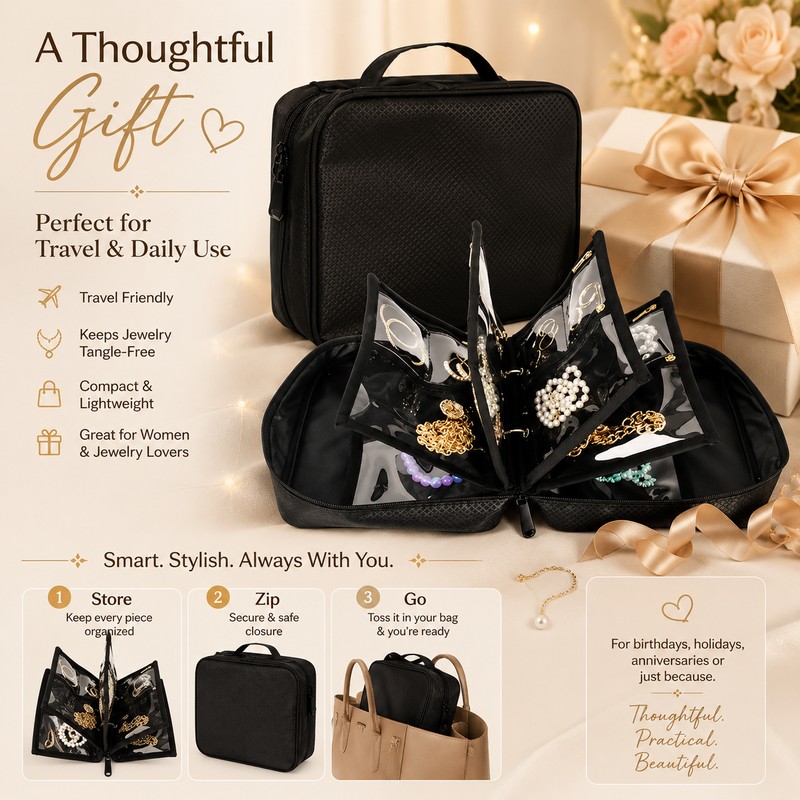 Transparent Travel Jewelry Organizer Bag for Accessories – Multi-Layer PVC