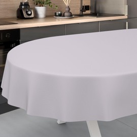 ANRO Oilcloth Tablecloth, Washable, Oilcloth, Garden Tablecloth, Outdoor, Indoor, Oval, 220 x 140 cm, Cut Edge, Grey