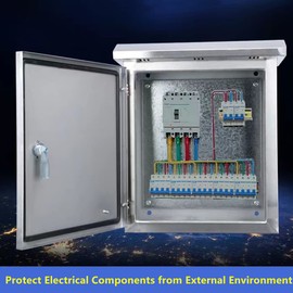 304 Stainless Steel Electrical Box 16'' x 12'' x 8'' Outdoor Electrical Enclosure Box 16" H x 12" W x 8" D with Mounting Plate Weatherproof Anti-Rust and Anti-Corrosion