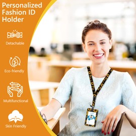 WVMNQO ID Card Holder, Detachable Lanyard with Card Holder, Key and Business Card Holder, Retractable Badge Holder Perfect for Office Workers Student Teacher Nurses Doctor Coach - Sunflower