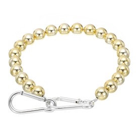 PATIKIL Flagpole Retainer Ring Flag Pole Accessories, Flag Beaded Mount Ring Keep Flag Close to Pole Weight with Stainless Steel Cable for Indoor Outdoor Flagpole, Gold Tone, 4.3"