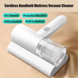 Compact Mattress Vacuum Cleaner Cordless Handheld UV Cleaner Built-in Battery 10KPa Powerful Suction for Cleaning Bed Pillows Clothes Sofa Carpet