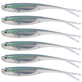 Dr.Fish Soft Plastic Baits Bass Fishing Lures Fork Tail Soft Jerkbait Drop Shot Bait Jerk Shad Minnow Swimbait Crappie Lures for Trout Pike Walleye Green 4.75''