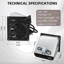 Aibabcue WHF100 Vent-Free Wall Heat Blower Fan for Mr. Heater, Dyna-Glo, Dyna-Glo 30,000 BTU,Comfort Glow Vent Free Heaters, Replacement WHF100 Ventless Wall Mount Heater Fan Accessory Kit