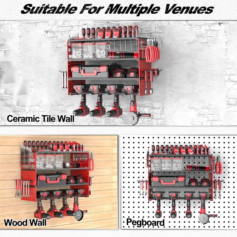 ODSNANIE Power Tool Organizer Wall Mount, 4 Layers Tool Storage