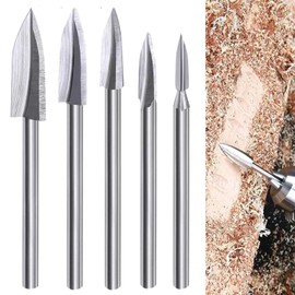 COLYPUO Wood Carving Drill Bits 5Pcs HSS Engraving Bits Set with 1/8 Inch Shank for DIY Carving Micro Sculpture