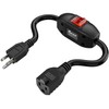 Inline On/Off Switch Extension Cord, Plugrand 3-Prong Household Switchable Power