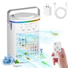 Portable Air Conditioner,Cooling Fan with 3 Speeds &3 Modes,2-8H Timer,1000ml Water Tank, Remote Control,4 in 1 Humidifier, Air Conditioner,Fan,Night Light,Evaporative Air Cooler for Home,Office
