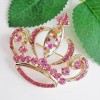 Navachi Gold Plated Multicolor Crystal Royal Crown Brooch Pins