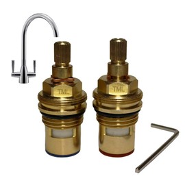 Franke Eiger Compatible Pair of Ceramic Tap Cartridges | Valves Quarter Turn 28 Spline