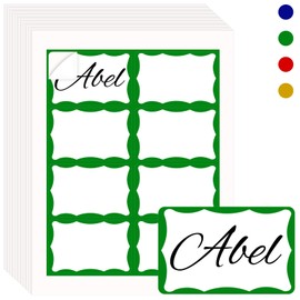 Name Tag Stickers,Printable Name Labels 200pcs,3.5" x 2.25"Address Labels, 8.5" x 11 "Computer Size Paper Lables Stickers for Laser/Inkjet Printer (Green, 3.5" x 2.25")