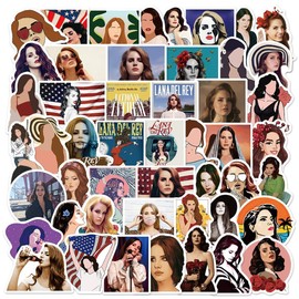 Pop Star Stickers Pack – Famous Singers, Rappers, Artists Vinyl Stickers for Fans, Music Lovers, Laptop, Phone, Water Bottle (50pcs-Lana)