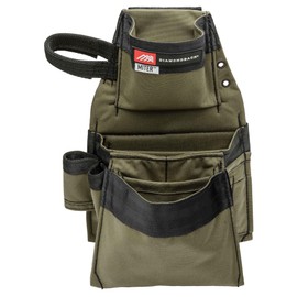 The Diamondback Miter Tool Pouch - Clip-On Tool Belt Pouch with 3 Pockets, 7 Slots, & 3 Loops- Lightweight - Durable Tool Pouch with Belt Clip 15.25"x10.25", 1 lb (Ranger Green)