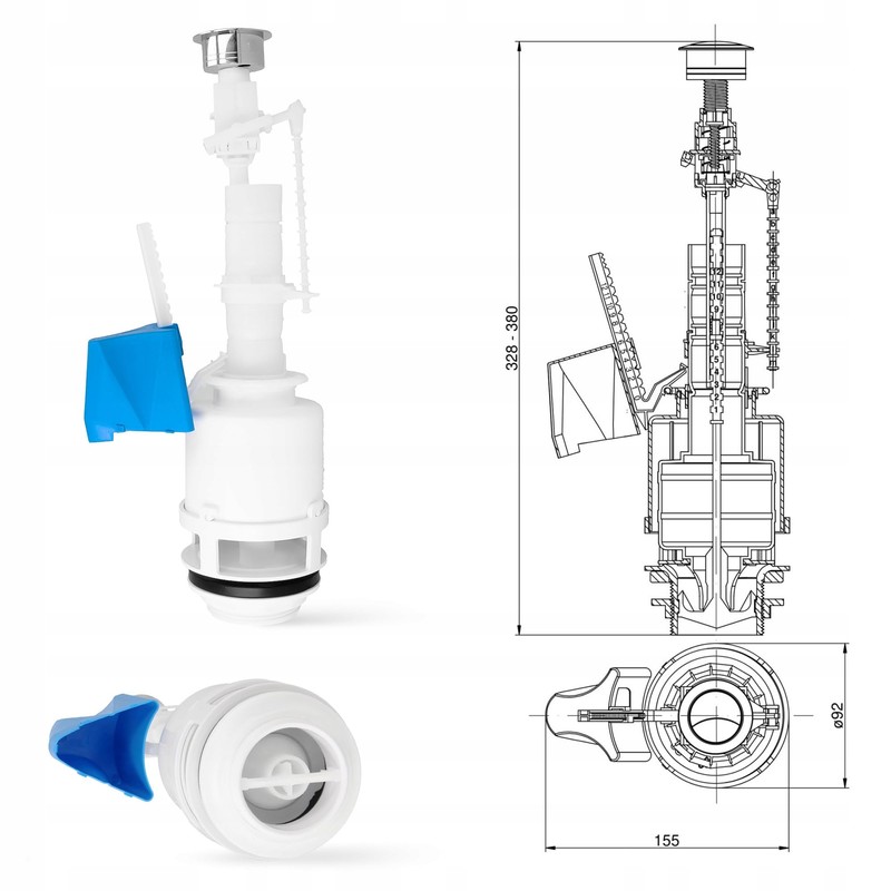Toilet flush valve, drain valve, flush fitting, lifting bell for