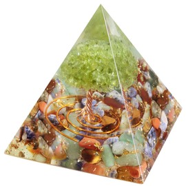 Nupuyai Crystal pyramid tree of life gemstone pyramid decoration for yoga meditation, room, living room, feng shui decoration