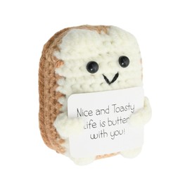 Emotional Support Toast, Good Luck Gifts for Women, 2.7 In Funny Hand Knitted Toast Doll, Positive Gifts, Motivational Gifts