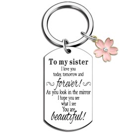 Sister Keychain Gifts for Sister from Brother Best Birthday Keychain Best Friend Womens Stocking Stuffers for Women Soul Christmas Gifts for Her Women Inspirational Gift for women