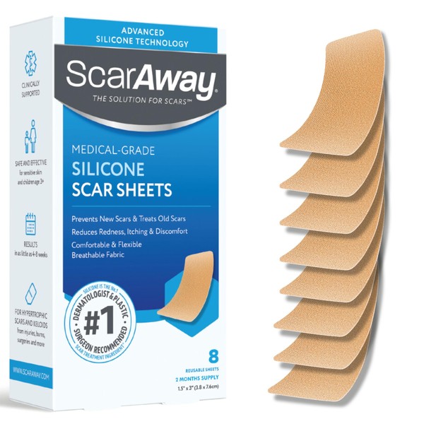 ScarAway Advanced Silicone Scar Sheets, Medical Grade Silicone Strips (1.5"