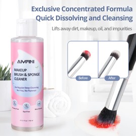 Alyfini Alyfini Makeup Brush Cleaner Solution Concentrate - 10.2 Fl Oz Makeup Remover Shampoo Set with a Foldable Make Up Cleanser Silicone Bowl, Deep Cleaning Tool Kit for Makeup Brushes, Sponge and Puffs