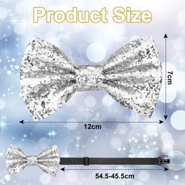 Aomig Glitter Bow Tie, Sparkling Sequin Bowtie with Adjustable Strap Buckle, Shiny Sequin Glittering Pre-tied Bow tie, Buckle Glossy Pre-tied Bow Tie for Men Bachelor Dance Hen Night Party Carnival