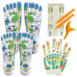 Reflexology Set - Premium Acupressure Gloves, Two Pairs of Socks, and Tools - Ultimate Pressure Point Relief Kit with Manual