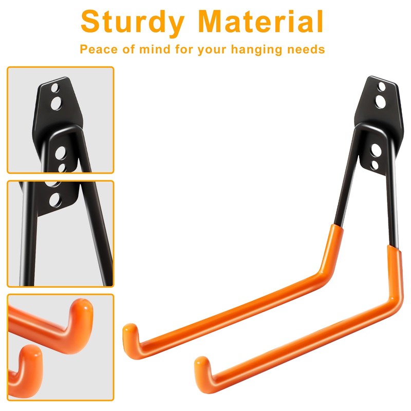 KURUI Heavy Duty Garage Hooks for Hanging, 2 Pack Metal