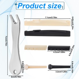 17pcs Guitar Bridge Pins, Acoustic Guitar Pegs Bridge Pins Guitar String Pegs Acoustic Guitar Bridge Pins Puller Peg Remover Guitar Brass Replacement Parts Acoustic Guitar Bridge Saddle Nut Remover