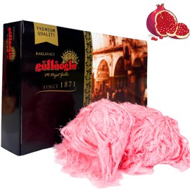 Gulluoglu Candy Floss pomegranate (Pişmaniye), Luxury Turkish Cotton Candy, Special Halva Candy 0.55lb (Pomegranate)