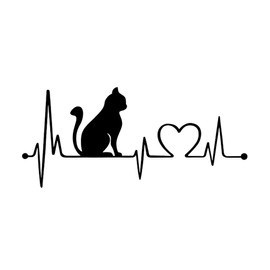[JASDESIGN] Cat Sticker Cat Sticker Cat Car Sticker Decal Sideways Heart JM-132 (Black, 1)