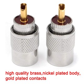 Greluma 2 x PL 259 coaxial connectors, UHF solder connection with UG-175 reducer for RG-58, RG-213, LMR195, RG142