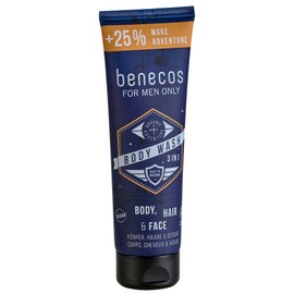 benecos Organic Cosmetics 3-in-1 Shower Gel for Body, Beard Hair and Face Vegan 200 ml