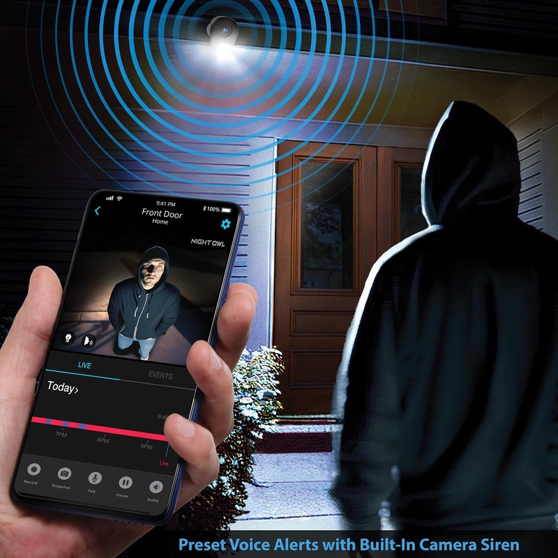 Night Owl Plug-in Wireless 4K HD Indoor/Outdoor Deterrence Camera with