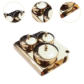 MagiDeal 3x Nail Art Equipment Cup Bowls Acrylic Liquid Powder Cup Easy Clean Easy Carry with Lid Nail Powder Holder for Nail Art Tool, Gold plating